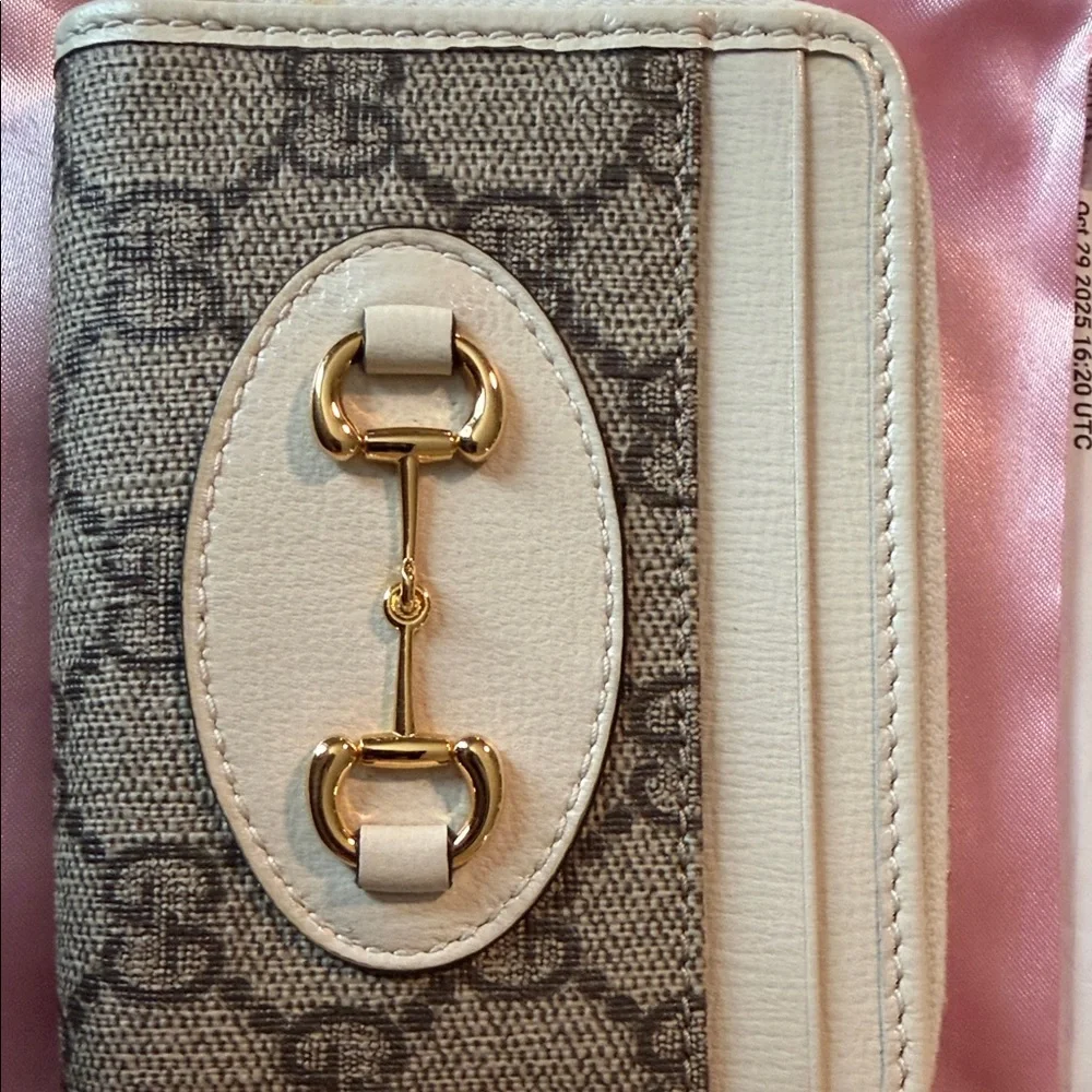 Beige and Gold Wallet with Horsebit Detail - Picture 2 of 5